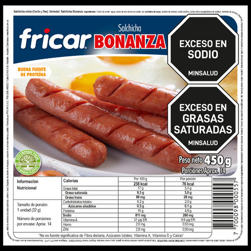 SALCHICHA BONANZA 450g FRICAR